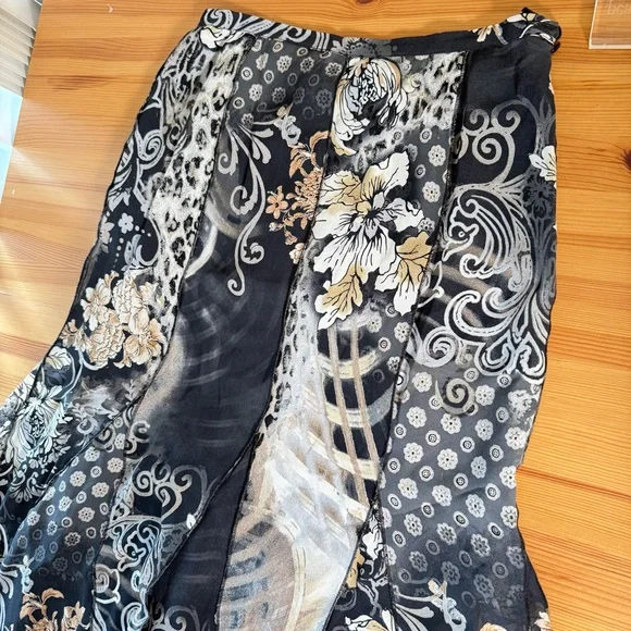 Patchwork Midi Skirt, Multi Floral Pattern Fairy High Rise S - Picture 4 of 12